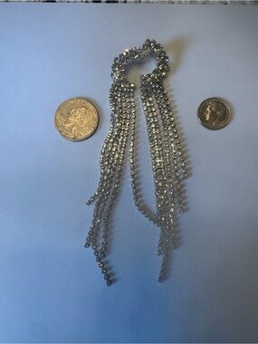 Rhinestone Fringe Drop Earrings - Silver Sparkle